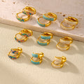 Turquoise Zircon Pave Latch Hoop Earrings Gold Steel Sizes view 2