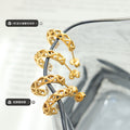 Gold Openwork Lattice C-Shape Hoop Earrings Copper Metal view 2