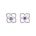 Purple Crystal Four Petal Floral Stud Earrings Statement Jewelry Design view 5