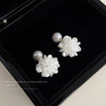 White Pearl Top And Ivory Loop Petal Flower Cluster Earrings view 1