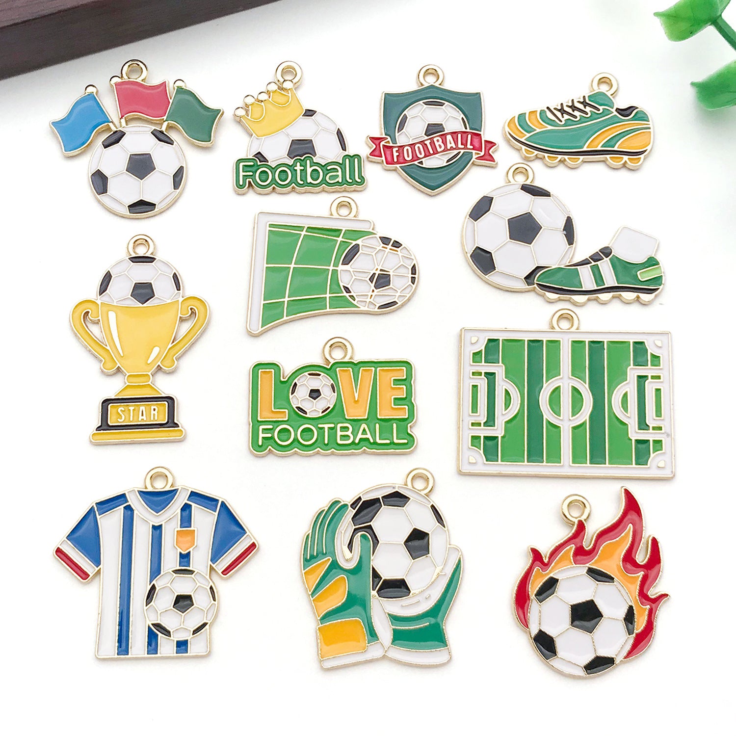 Enamel Zinc Alloy World Cup Football Charm Pendant for Necklace Bag Keychain