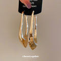 Gold Tone Irregular Open Hoop Statement Earrings Jewelry view 2