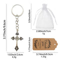 Silver-Tone Ornate Cross Metal Keychain With Chain Ring view 4