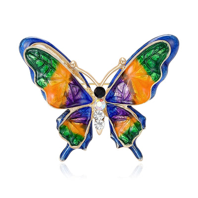 Main front view of Stained Glass Style Butterfly Brooch In Red And Multicolor