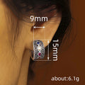 Oxidized Silver Multicolor Stone Textured Huggie Hoop Earrings view 4