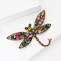 Crystal Dragonfly Brooch With Curled Tail in Two Colors view 3