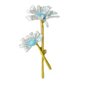 Enamel Twin Daisy Brooch Gold Stem Blue Pink Purple Gold view 5