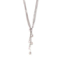 Steel Multi-Strand Snake Chain Lariat Necklace Pearl Ball Drops view 5