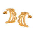 Gold Multi Band Geometric Hoop Earrings Rope Link Design view 5
