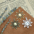 Curled Ray Sun Metal Charm in 4 Decorative Finishes view 3