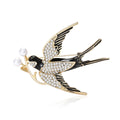 Flying Swallow Brooch with Pearl Accent in Two Finishes view 1