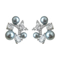 Silver Tone Clear Star And Gray Pearl Cluster Stud Earrings view 5