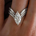 Marquise Solitaire Wing Split Ring In Gold And Silver Tones view 5