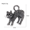 Silver Tone Cat Crystal Two Designs Metal Brooch Pin view 2