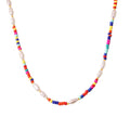 Colorful Glass Bead Freshwater Pearl Boho Necklace Strand view 5