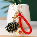 Jeweled Peanut and Auspicious Charm Keychains with Braided Wrist Loops view 3