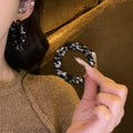 Fuzzy Woven Hoop Earrings In Three Neutral Colors Statement Jewelry view 4
