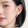 Silver Irregular Twisted Geometric Mini Hoop Earrings view 2