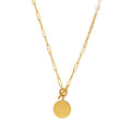 Gold OT Toggle Coin Pendant Long Necklace Pearl Paperclip Chain view 5