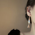 Matte Wavy Ribbon Drop Stud Earrings in Gold and Silver view 4