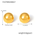 Polished Dome Hemisphere Stud Earrings Gold Steel Tone view 7