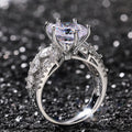 Silver Tone Round Stone Geometric Shoulder Ring Polished Metal Jewelry view 4