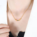 Curved Bar Inlay Necklace Gold Onyx Lapis Tiger Eye view 7
