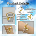 White Cross Bead Stretch Bracelet Gold Angel Charm view 4