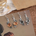 Leaf Flower Drop Hook Earrings Two-Tone and Antique Silver view 3
