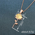 Yellow Rose Pendant Necklace in Rose Gold Tone Polished Metal Jewelry view 4