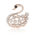 Rhinestone Swan Brooch Openwork Body Silver Rose Gold Tone view 5