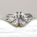 Antique Silver Engraved Moth Butterfly Top Fashion Ring view 2