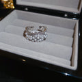 Pearl Like Cluster And Crystal Wide Open Ring In Silver Or Gold Tone view 6