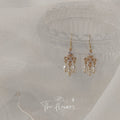 Gold Tone Scroll Branch Purple Stone And Pearl Drop Earrings view 3