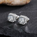 Rectangular Halo Stud Earrings In Three Sizes And Three Colors view 12