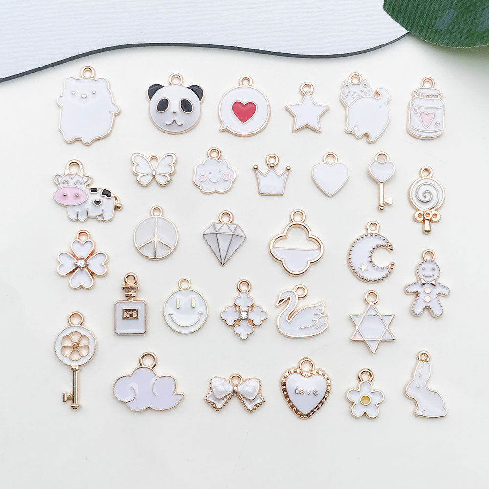 White Enamel Zinc Alloy Charm Pendant for DIY Bracelet Necklace and Keychain Jewelry