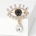 Gold Evil Eye Brooch Rhinestone Lashes Teardrop Drop Pin view 2