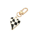 Gold Tone Checkered Heart Enamel Clip Keychains in Four Colors view 5