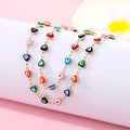 Multicolor Heart Evil Eye Gold Chain Bracelet Necklace view 1