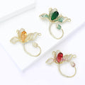 Crystal Magnolia Loop Brooch in Yellow Green or Pink view 2