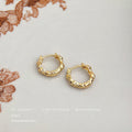 Irregular Molten Texture Huggie Hoop Earrings Gold Silver view 3