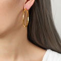 Twisted Texture Hoop Earrings Gold Steel Three Sizes view 7