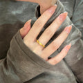 Gold Twisted Open Ring Matte Rope Texture Alloy Band view 2