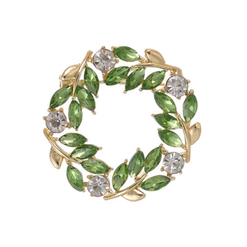 Green Wheat Wreath Two Designs Metal Brooch Pin for Jackets and Lapels