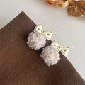 Faux Fur Pom Bow Multi Style Drop Stud Earring Set view 11
