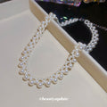 White Pearl Beaded Short Necklace With Silver Tone Clasp view 2
