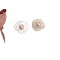 Silver Tone Wire Flower Pearl Stud Earrings Fashion Jewelry view 5