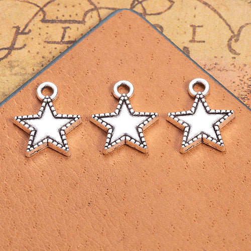 Main product image of the beaded edge star charm showing a five-point star with a smooth center and beaded outline