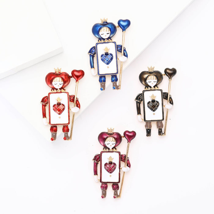 Playing Card Soldier Brooch in Four Enamel Uniform Colors