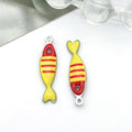 Stainless Steel Enamel Striped Fish Double Sided charm pendant for DIY ocean jewelry making